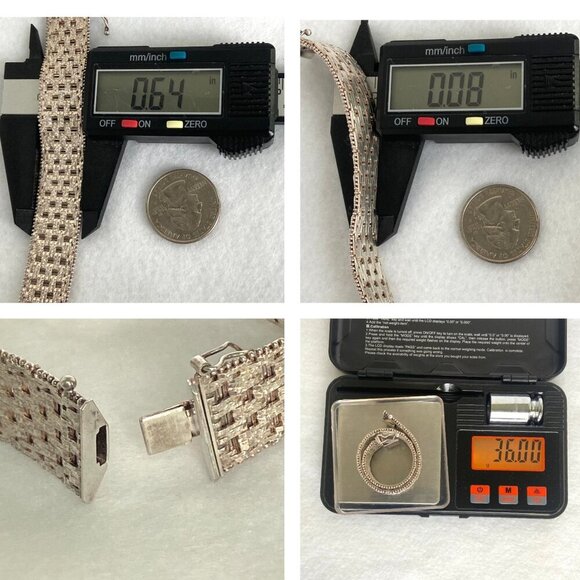 Italian Milor Sterling Silver 925 Heavy 16mm Wide Woven Riccio Bracelet 7.25" - Picture 11 of 16